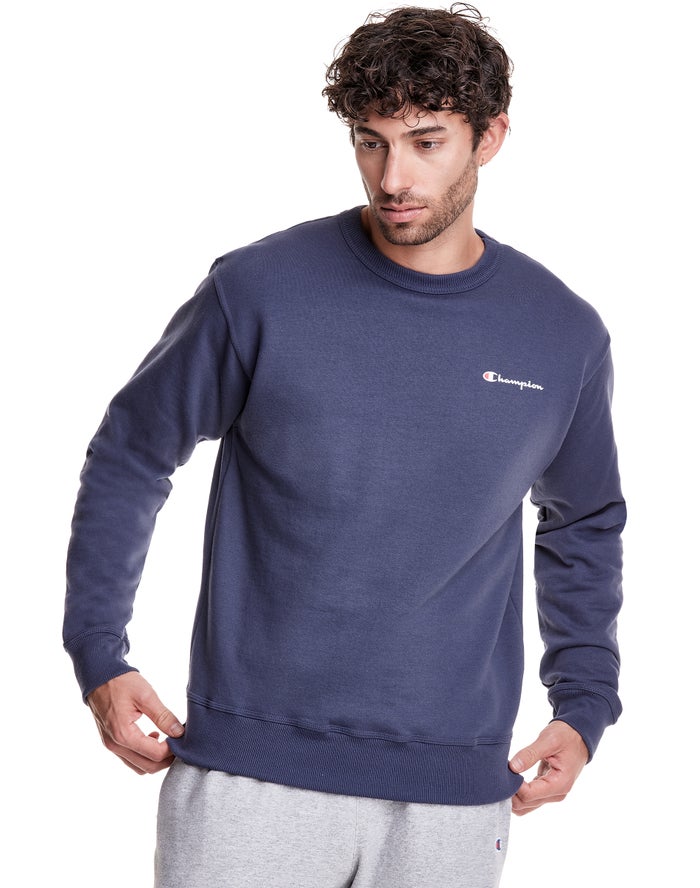 Sudadera Champion Hombre - Powerblend Fleece Crew Script Logo ( Azules ) 7439061-JV